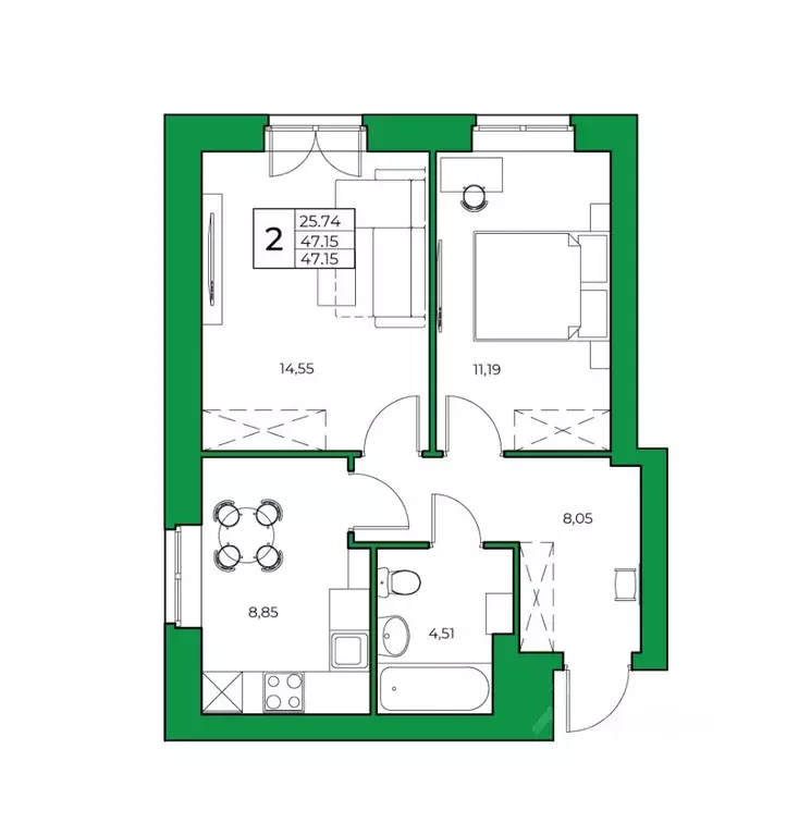 2-к кв. Башкортостан, Уфимский район, Зубовский сельсовет, с. Зубово ... - Фото 1