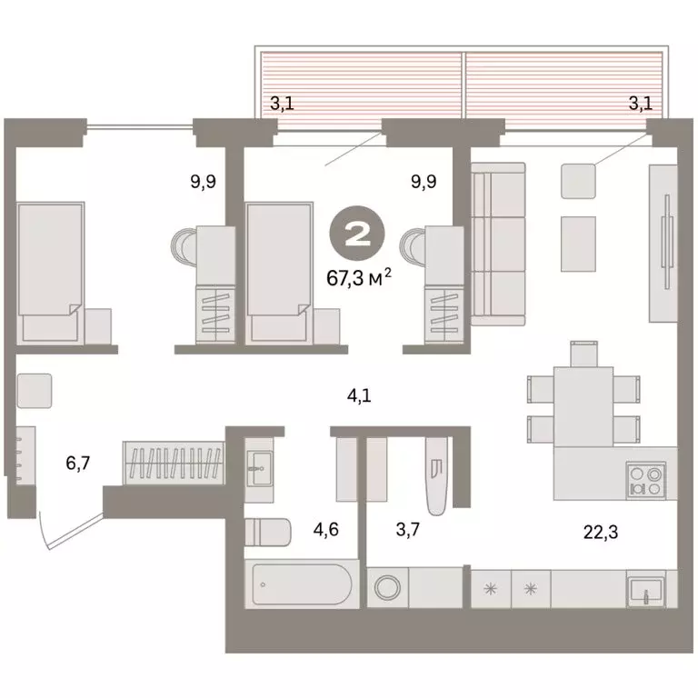 2-комнатная квартира: Екатеринбург, жилой район Сортировочный, ... - Фото 2