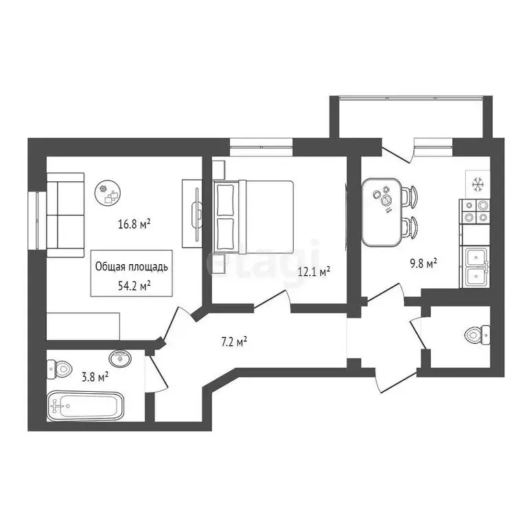 2-комнатная квартира: Новосибирский район, рабочий посёлок Краснообск, ... - Фото 1