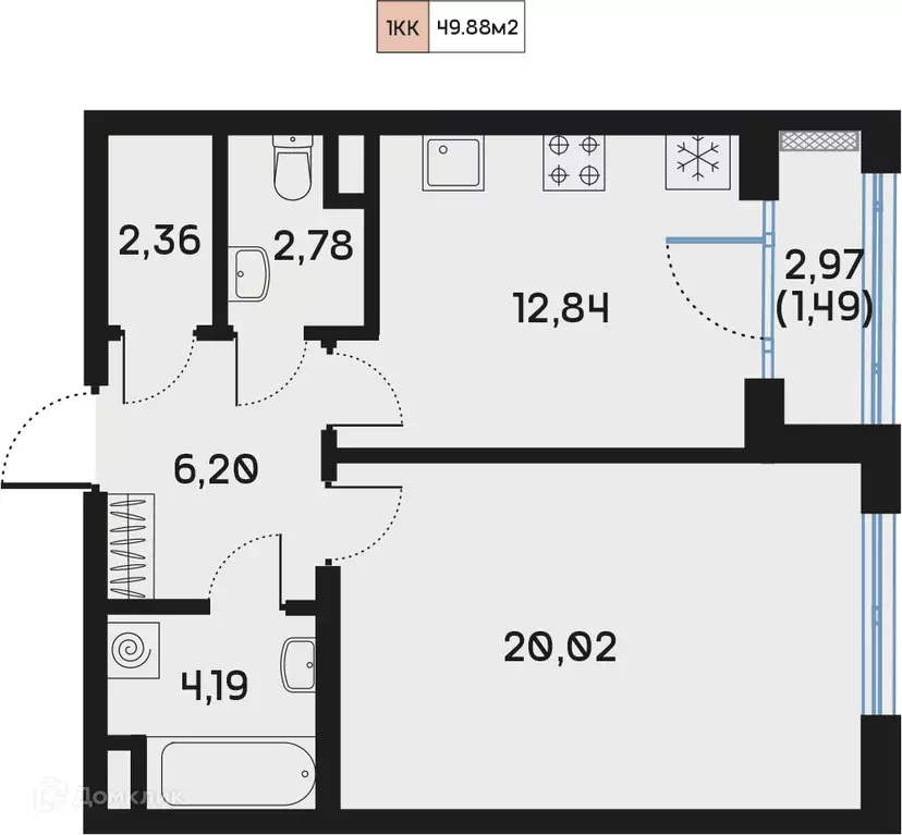 Продаётся 1-к квартира, 50 м - Фото 0