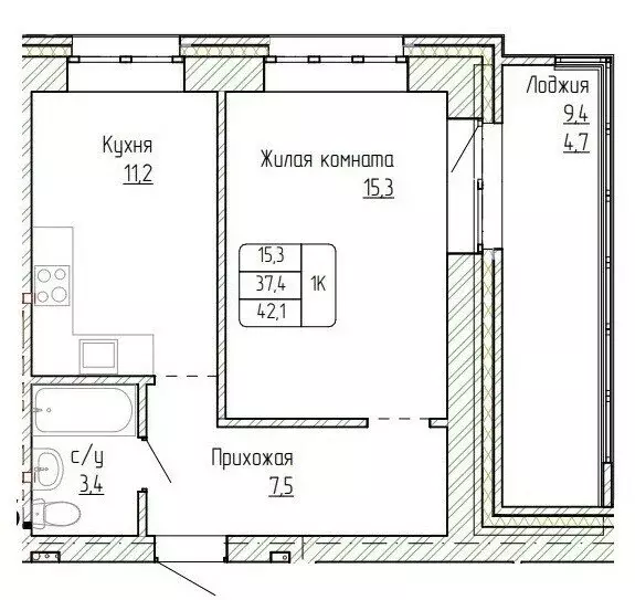 1-комнатная квартира: Алтайский край, Новоалтайск (42.1 м) - Фото 0