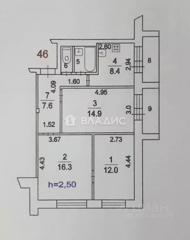 3-к кв. Московская область, Люберцы Инициативная ул., 69 (62.9 м) - Фото 2