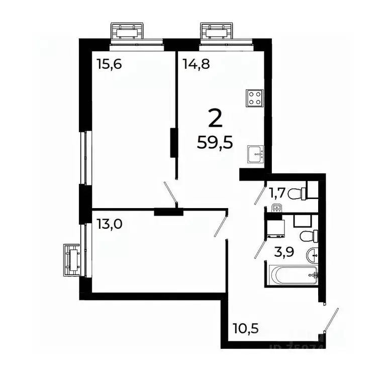 2-к кв. Нижегородская область, Нижний Новгород ул. Коперника, 15 (59.5 ... - Фото 1