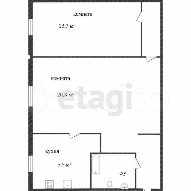 2-к. квартира, 44 м, 3/5 эт. - Фото 0