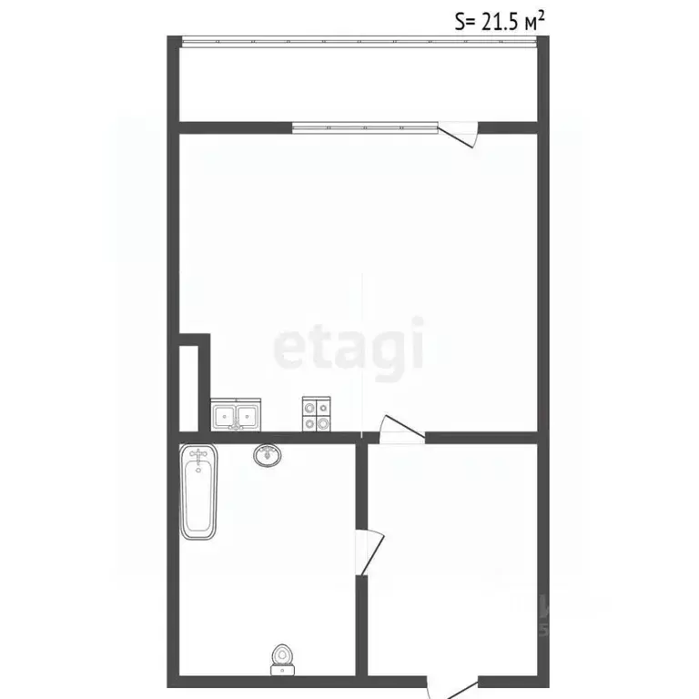 Студия Санкт-Петербург пос. Парголово, Заречная ул., 41 (21.5 м) - Фото 2