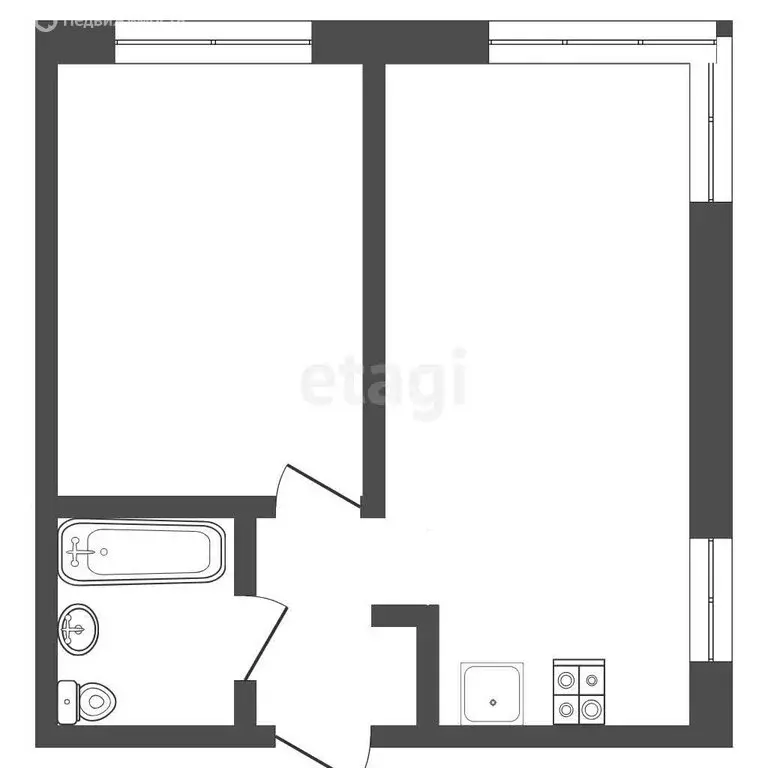 1-комнатная квартира: Тюмень, улица Ю.-Р.Г. Эрвье, 38 (45.8 м) - Фото 1