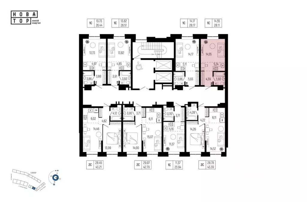 1-к кв. Башкортостан, Уфа Глумилино-1 мкр, Новатор жилой комплекс ... - Фото 2