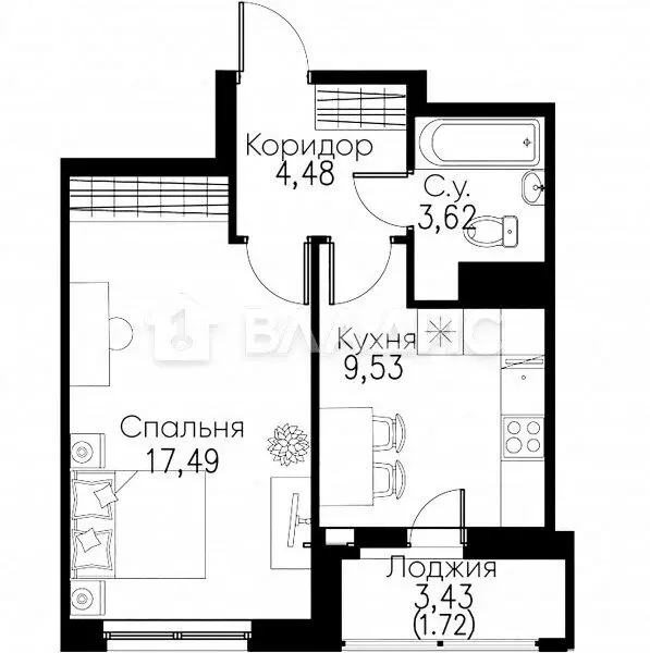 1-комнатная квартира: Мурино, улица Шувалова, 31 (36.84 м) - Фото 0