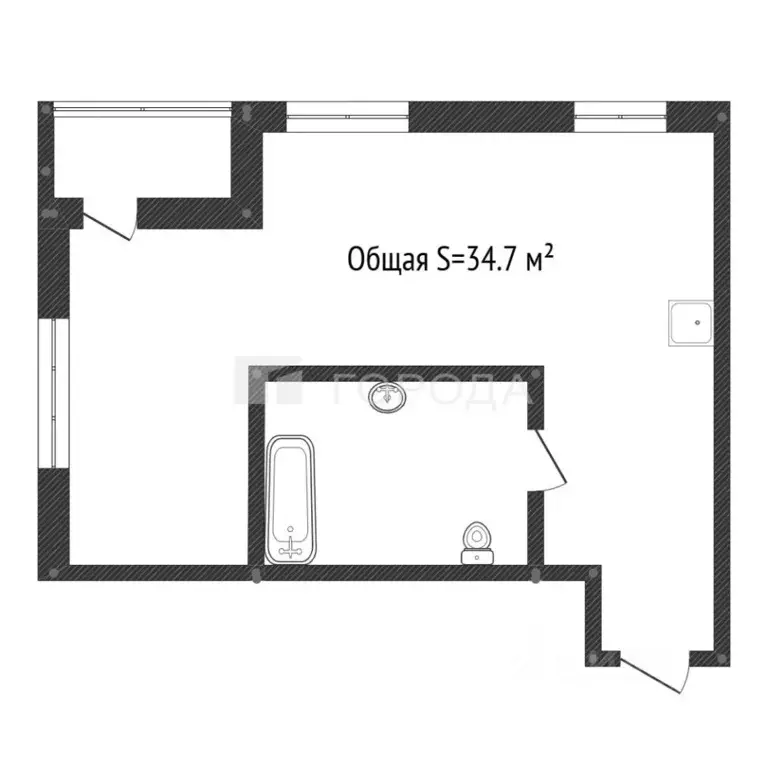 Студия Алтайский край, Барнаул ул. Гулькина, 41 (34.7 м) - Фото 1