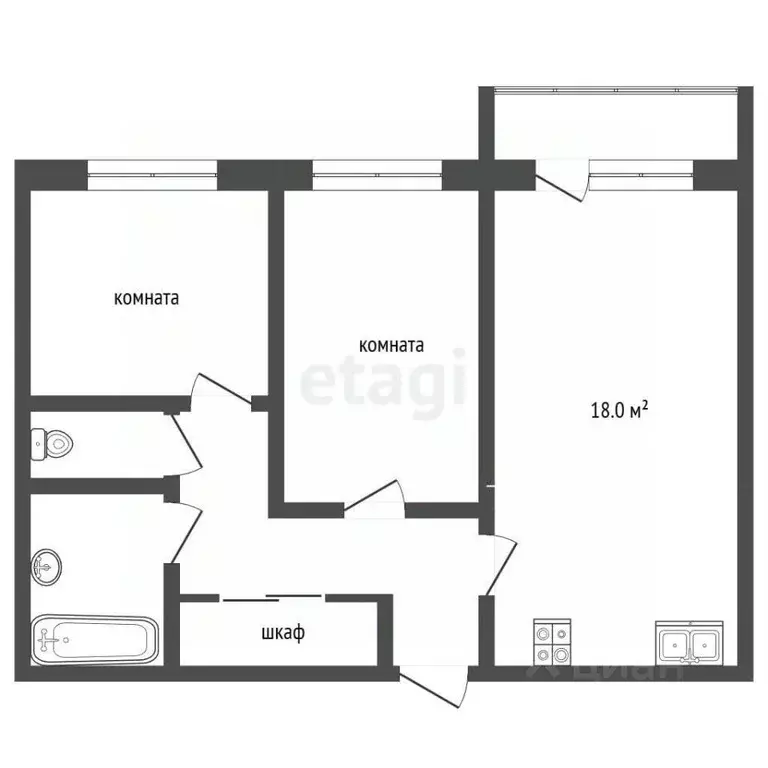 3-к кв. Московская область, Жуковский ул. Гудкова, 22 (61.2 м) - Фото 2