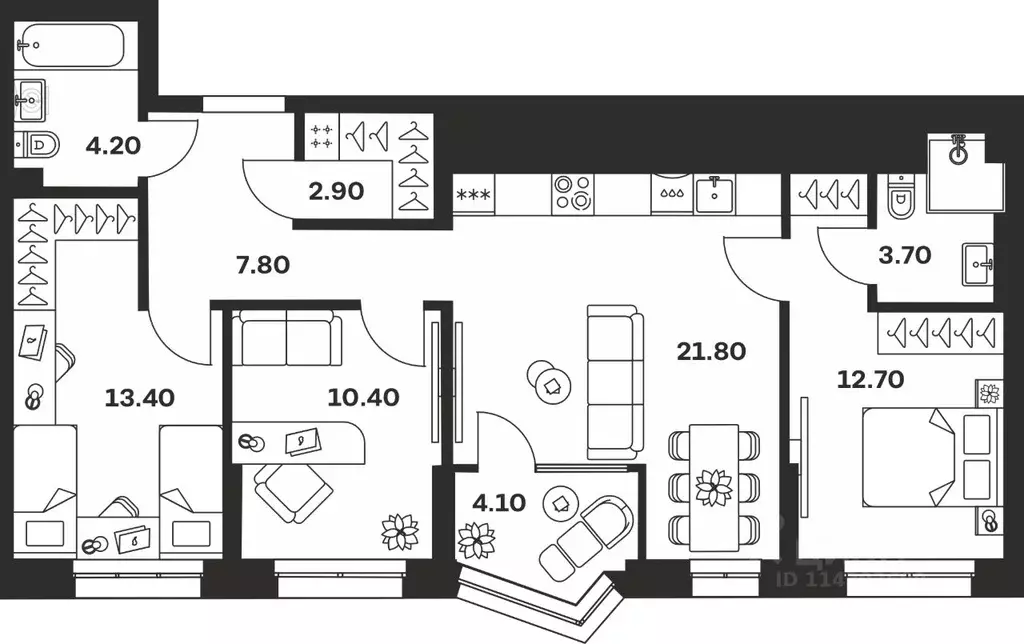 3-к кв. Тульская область, Тула ул. Михеева, 9А (81.0 м) - Фото 1