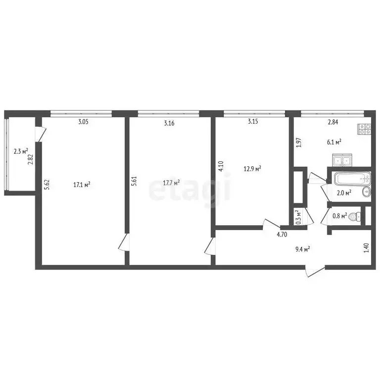 3-комнатная квартира: Санкт-Петербург, Аэродромная улица, 9 (66.3 м) - Фото 1
