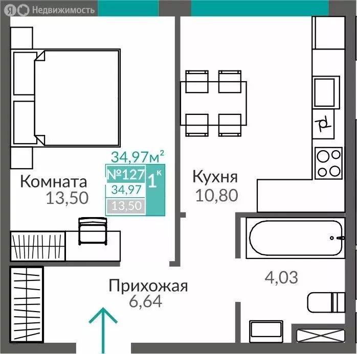 1-комнатная квартира: Симферополь, Киевский район, микрорайон Крымская ... - Фото 0