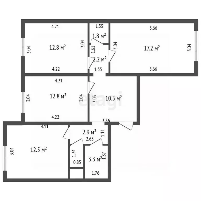 3-к кв. Санкт-Петербург дор. Муринская, 84 (76.8 м) - Фото 2