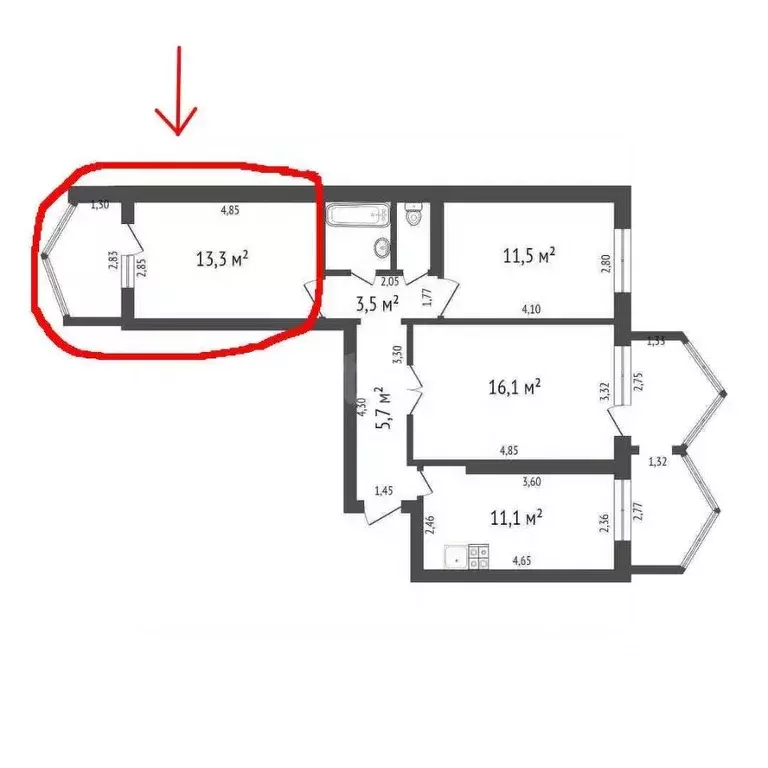 Комната Красноярский край, Красноярск ул. Мичурина, 14а (18.0 м) - Фото 1