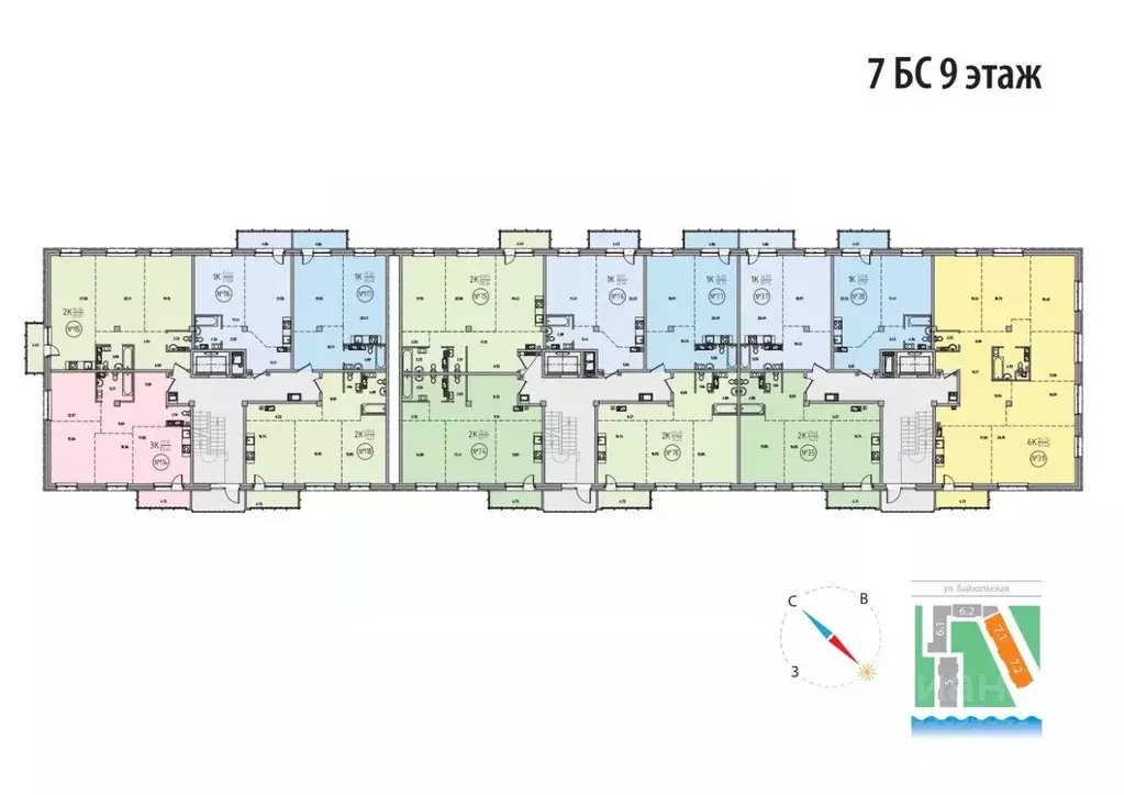 2-к кв. Иркутская область, Иркутск Байкальская ул., 428 (59.75 м) - Фото 1