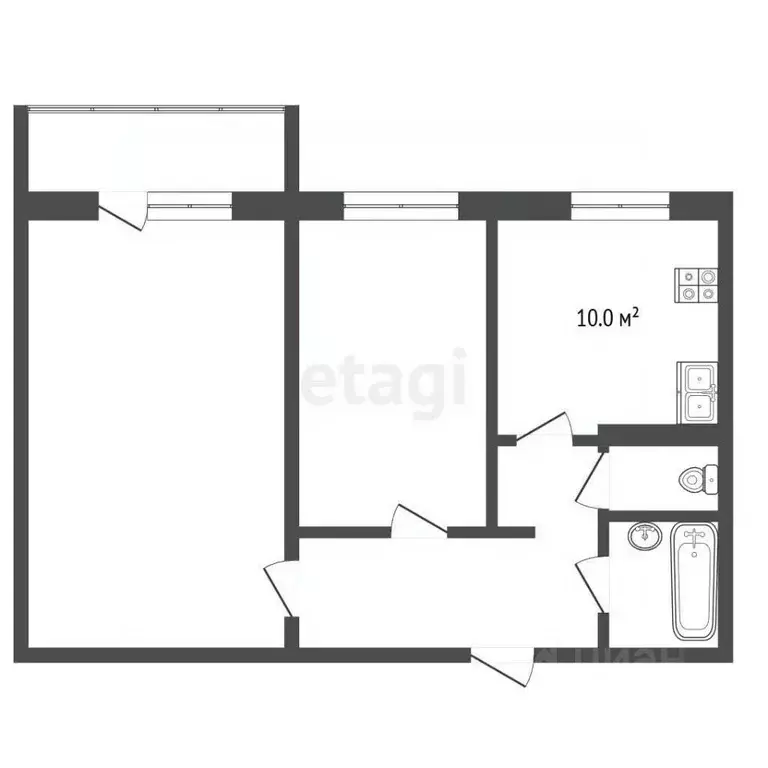 2-к кв. Татарстан, Альметьевск просп. Изаила Зарипова, 5 (52.8 м) - Фото 2