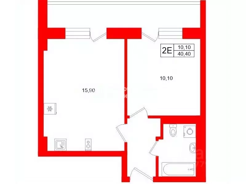 1-к кв. Санкт-Петербург ул. Крыленко, 14с3 (40.4 м) - Фото 1