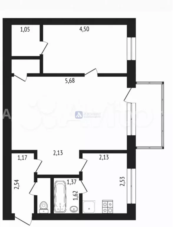 2-к. квартира, 43,4 м, 3/5 эт. - Фото 0