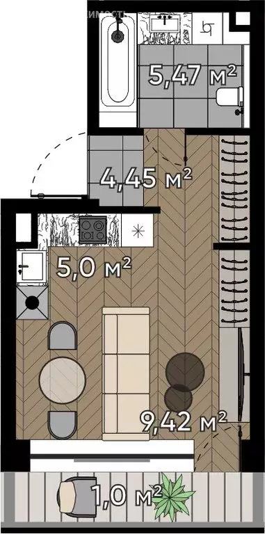 Квартира-студия: Москва, улица Берзарина, 37 (25.34 м) - Фото 0