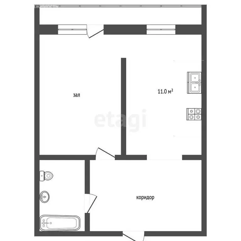 1-комнатная квартира: Кисловка, микрорайон Северный, улица Марины ... - Фото 1