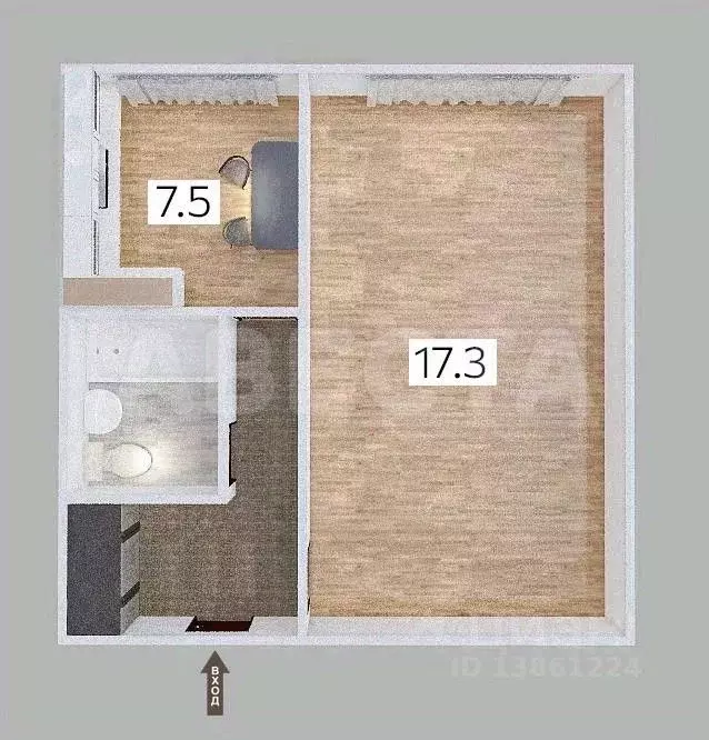 1-к кв. Омская область, Омск просп. Космический, 20 (33.7 м) - Фото 2