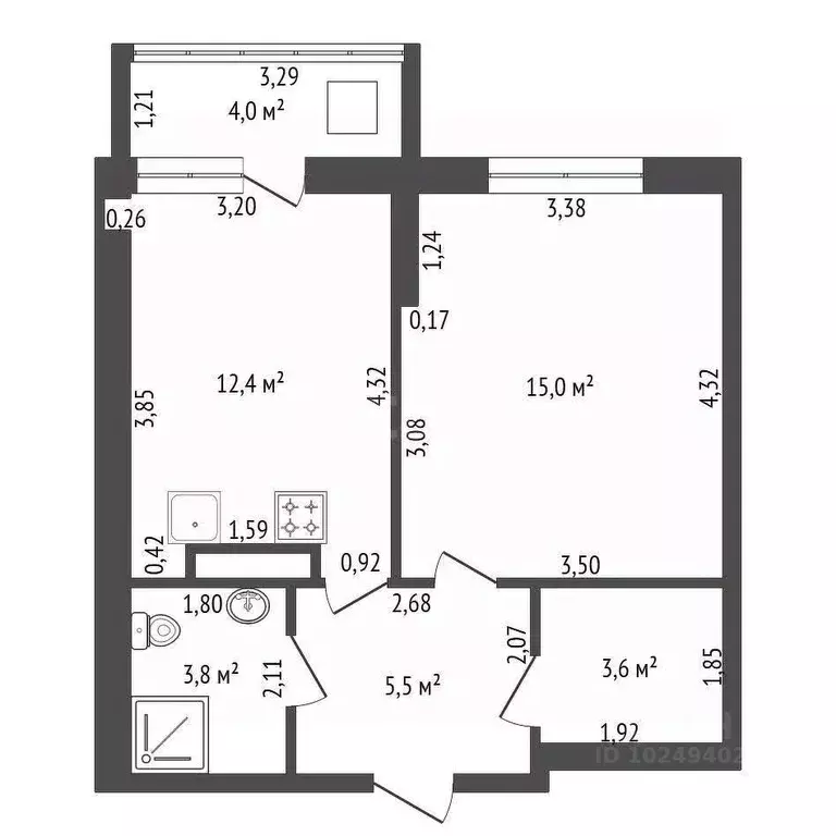 2-к кв. Башкортостан, Уфа ул. Бориса Домашникова, 22 (40.0 м) - Фото 1