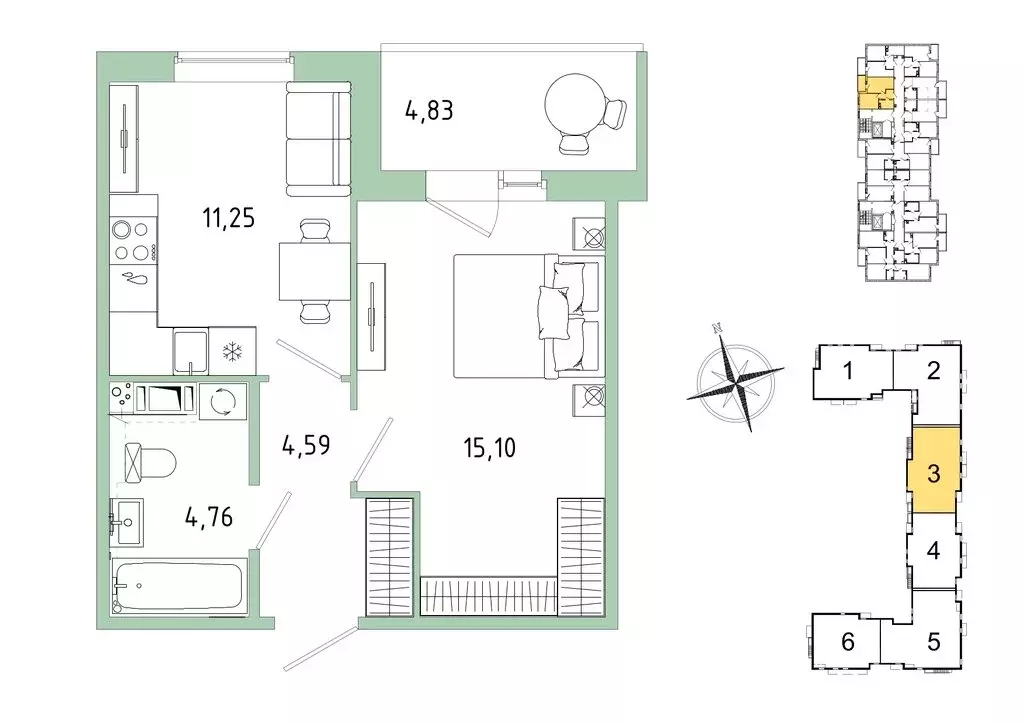 1-комнатная квартира: Гатчина, микрорайон Въезд (38.11 м) - Фото 1