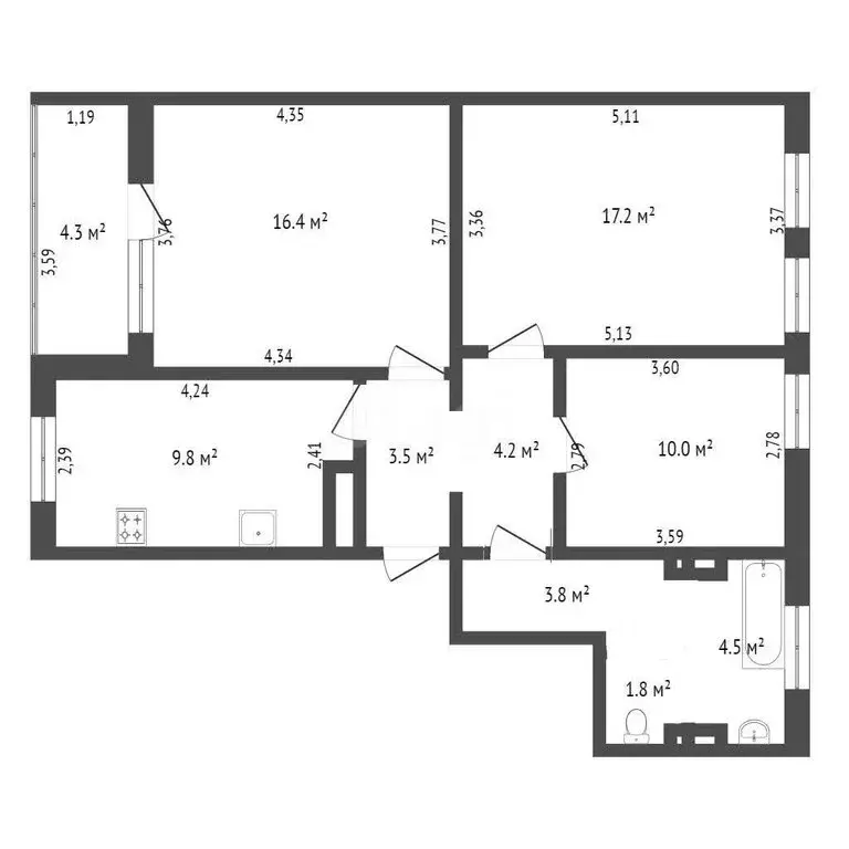 3-комнатная квартира: Севастополь, Античный проспект, 11А (71.4 м) - Фото 1