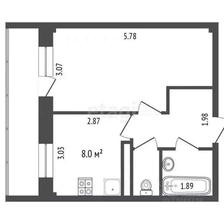1-к кв. Вологодская область, Череповец Портовая ул., 52к1 (33.6 м) - Фото 2