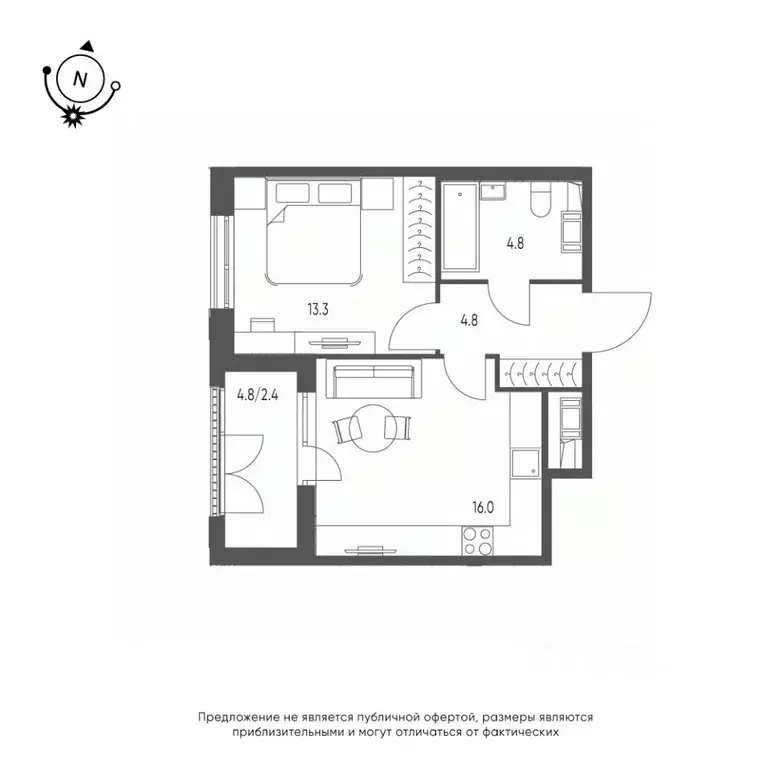 1-к кв. Омская область, Омск Зеленая река мкр, 13 (41.3 м) - Фото 0