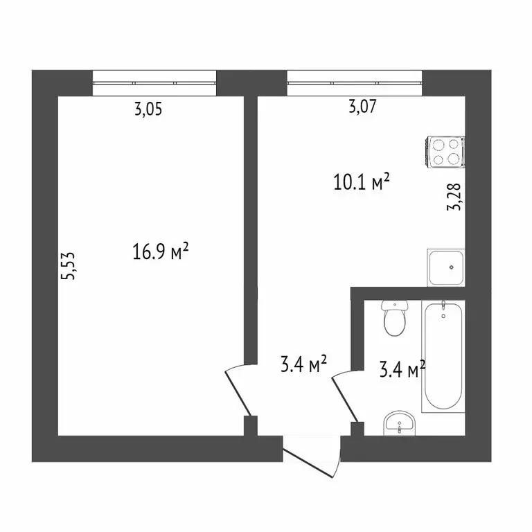 1-комнатная квартира: Кемерово, Ленинградский проспект, 28 (32.9 м) - Фото 1