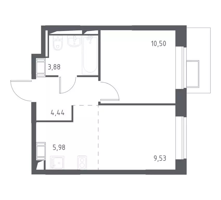 1-комнатная квартира: посёлок городского типа Мисайлово, микрорайон ... - Фото 1