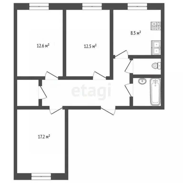 3-к кв. Ярославская область, Рыбинск Гражданская ул., 47 (67.6 м) - Фото 2