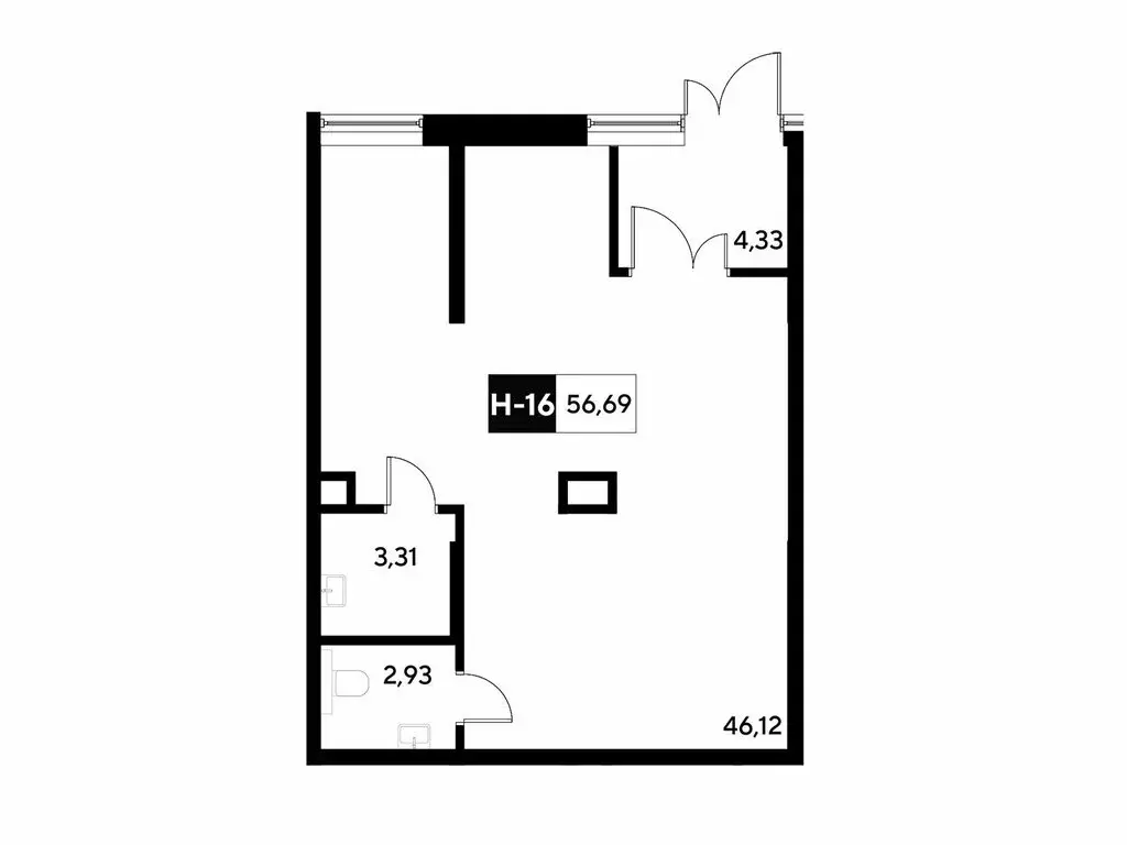 Офис (56.69 м) - Фото 1