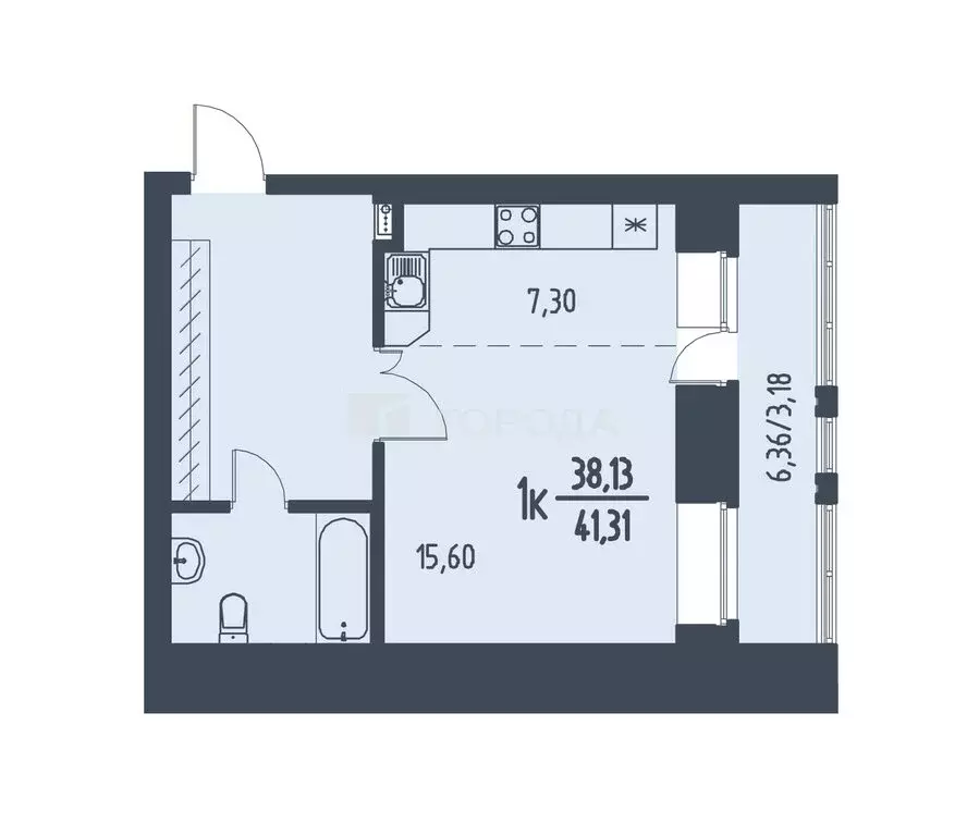 1-комнатная квартира: деревня Кисловка, микрорайон Левобережный, улица ... - Фото 1