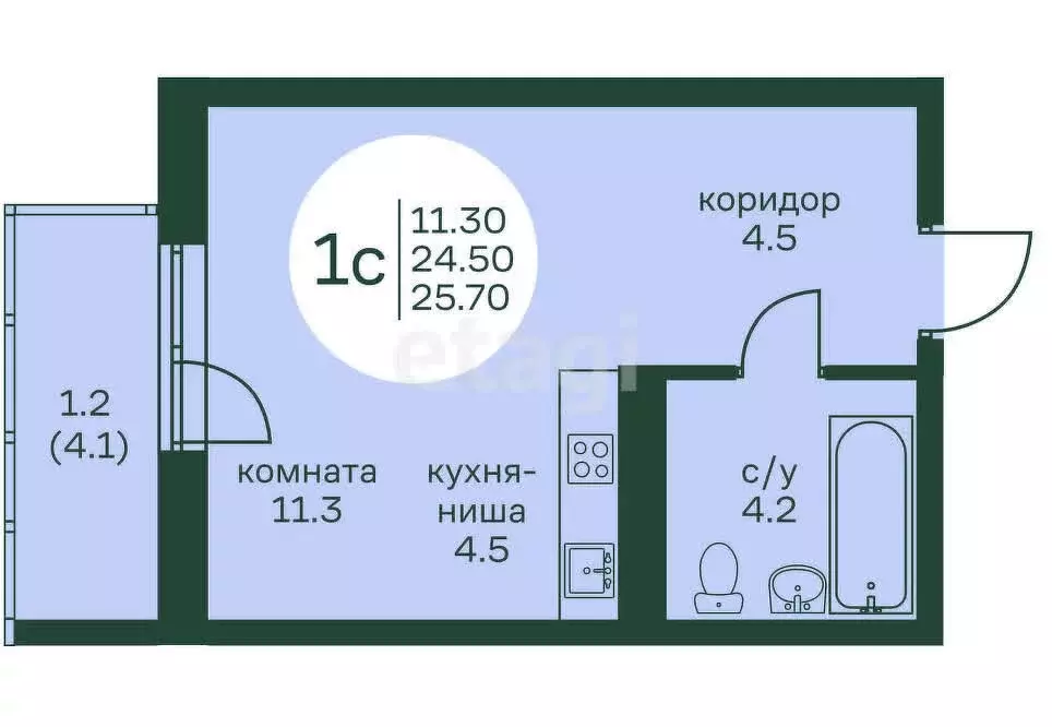 Квартира-студия: Пермь, жилой район Нижняя Курья, микрорайон Новые ... - Фото 1