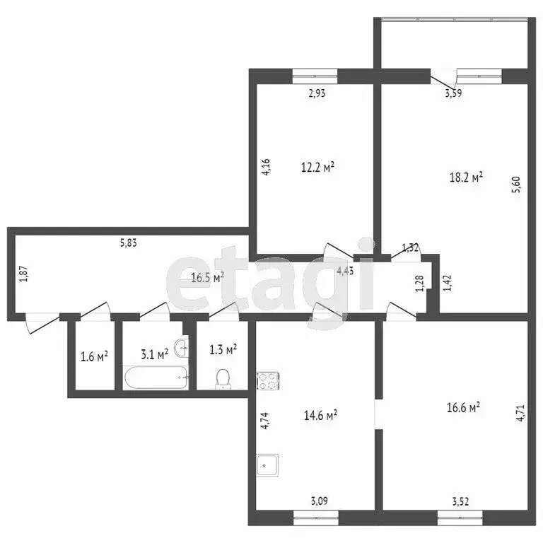 3-комнатная квартира: Новый Уренгой, Сибирская улица, 45А (75.1 м) - Фото 0