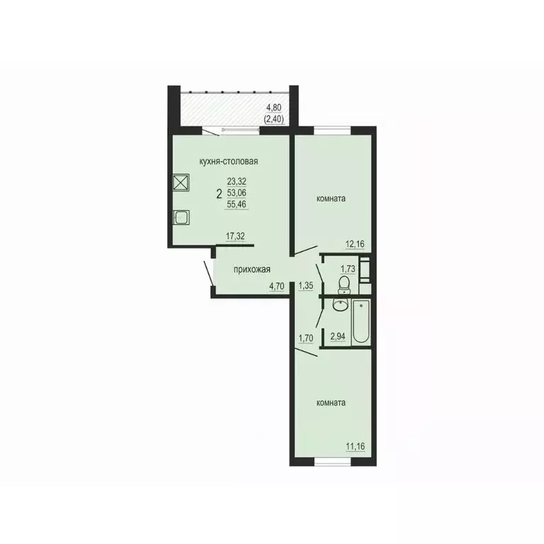 2-к кв. Челябинская область, Челябинский городской округ, пос. ... - Фото 0