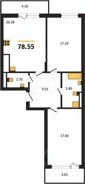 2-к кв. Калининградская область, Гурьевский муниципальный округ, пос. ... - Фото 2