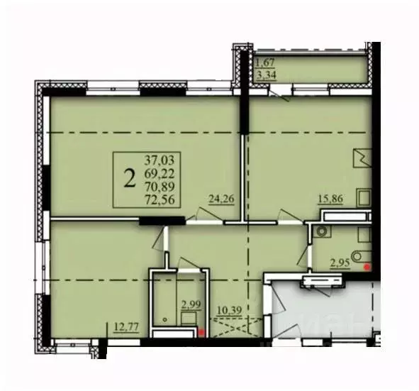 2-к кв. Башкортостан, Уфа Затон-Восточный жилрайон, Паруса жилой ... - Фото 1