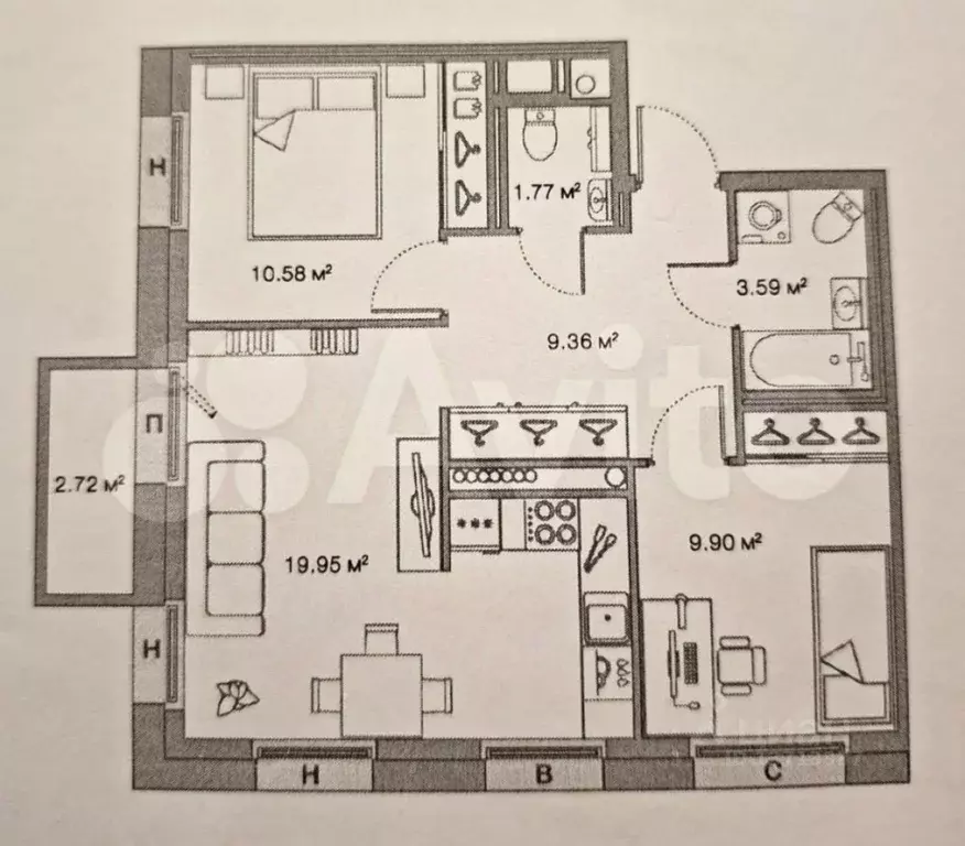 2-к кв. Санкт-Петербург Комендантский просп., 58к1 (55.2 м) - Фото 2