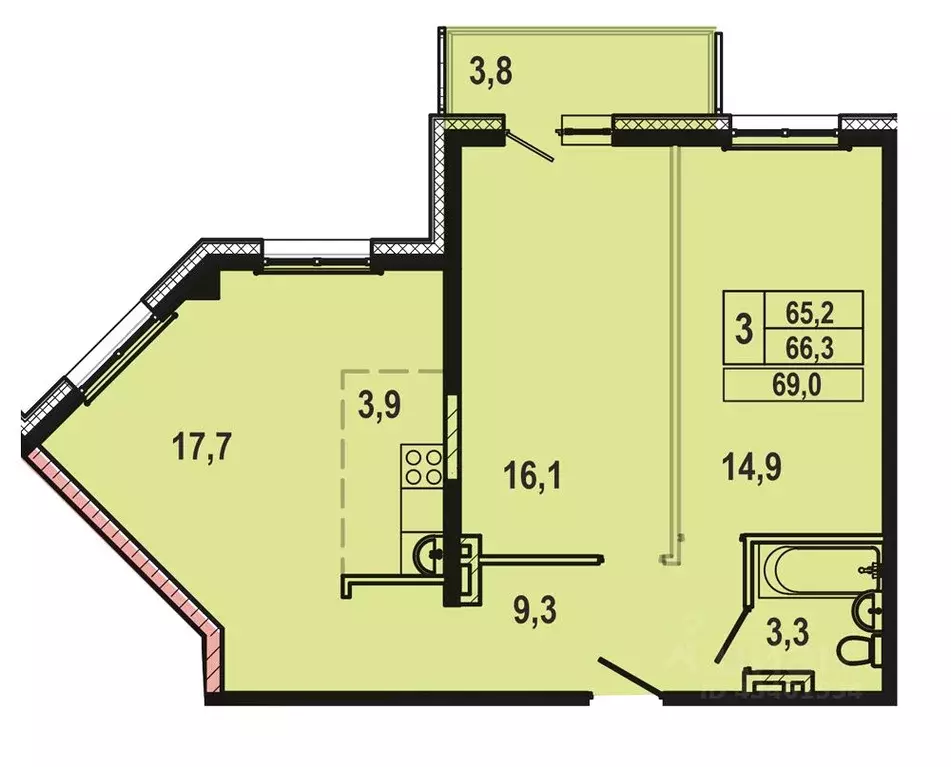 3-к кв. Иркутская область, Иркутск Ново-Ленино мкр, 1-й Ленинский ... - Фото 0