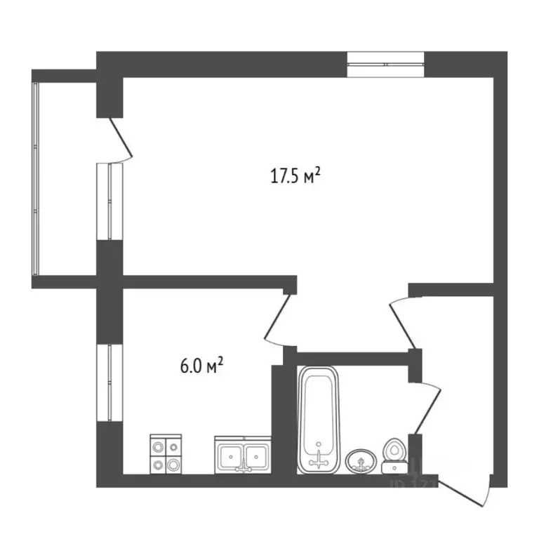 1-к кв. Тюменская область, Тюмень ул. Парфенова, 38 (30.8 м) - Фото 2
