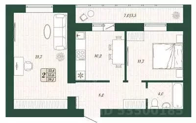 2-к кв. Самарская область, Волжский район, Смышляевка городское ... - Фото 1