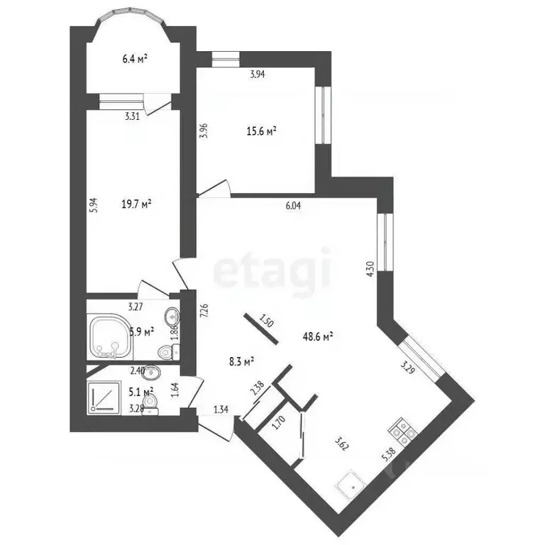 3-к кв. Тюменская область, Тюмень ул. Малыгина, 51 (105.0 м) - Фото 0