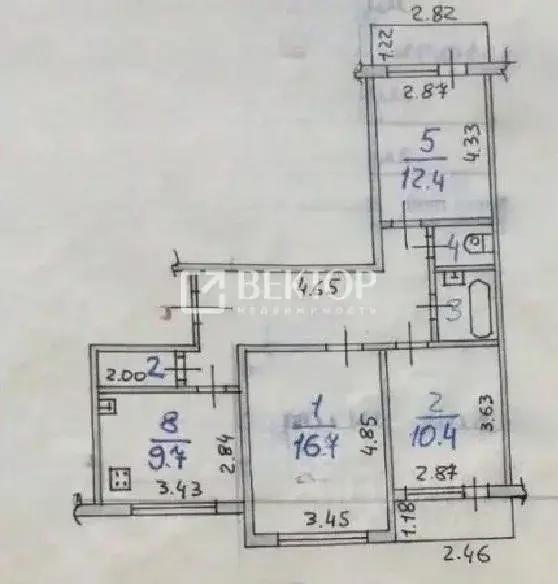 3-к кв. Ивановская область, Иваново Ташкентская ул., 13 (69.0 м) - Фото 2