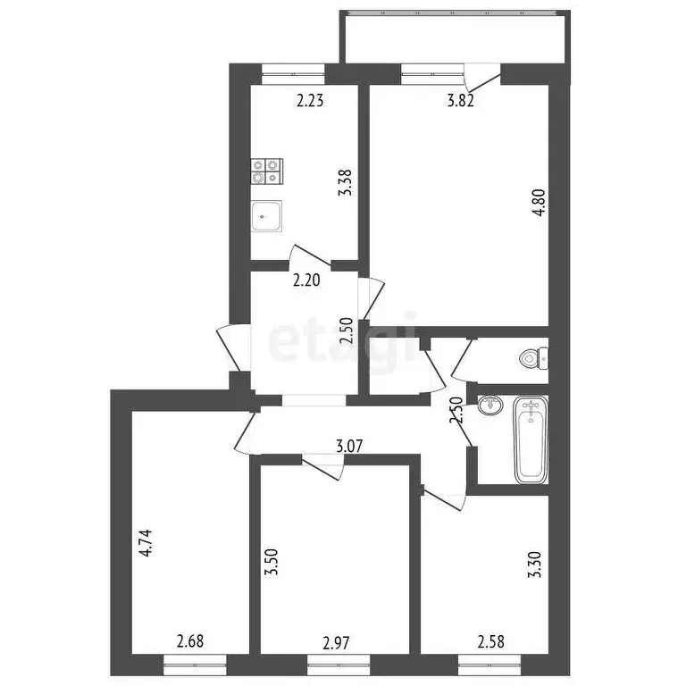 4-комнатная квартира: Ишим, улица Свердлова, 41 (73.1 м) - Фото 0