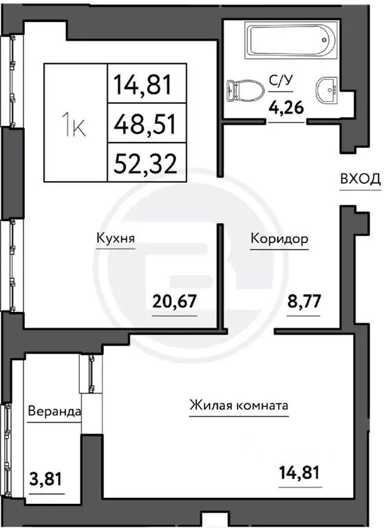 1-к кв. Самарская область, Самара Корабельная ул., 13 (52.32 м) - Фото 0