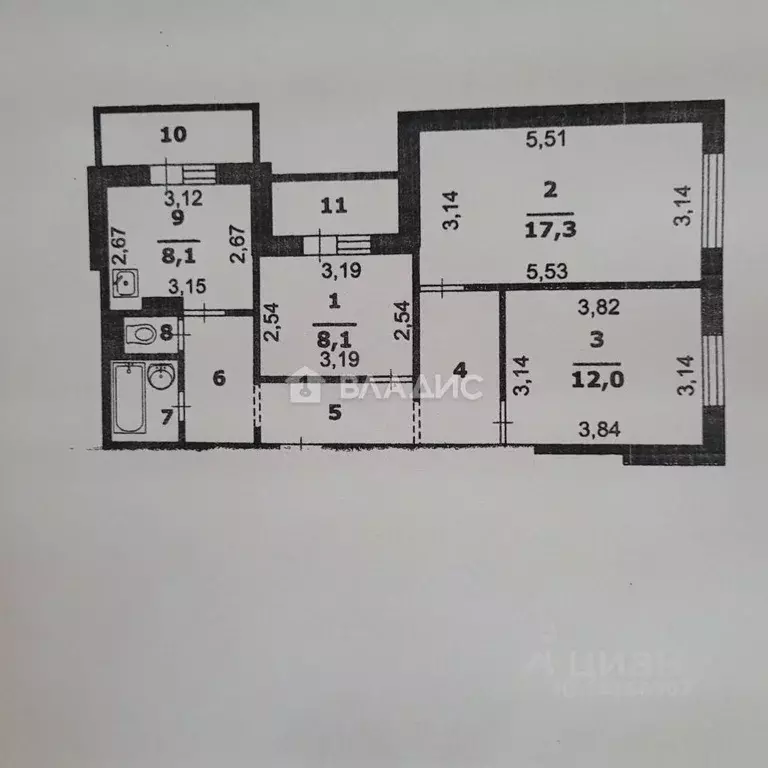 3-к кв. Белгородская область, Белгород ул. Есенина, 52 (63.0 м) - Фото 1